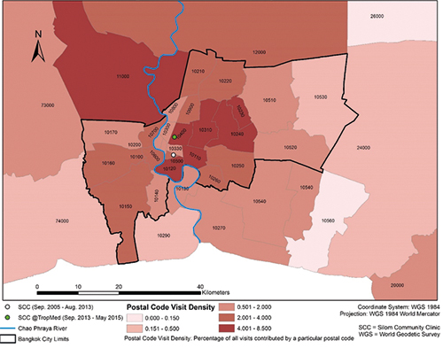 Bangkok Zip Code Map Spatial Characteristics Of Men Who Have Sex With Men And Transgender Women  Attending Hiv Voluntary Counselling And Testing In Bangkok, Thailand,  2005–2015 | Geospatial Health